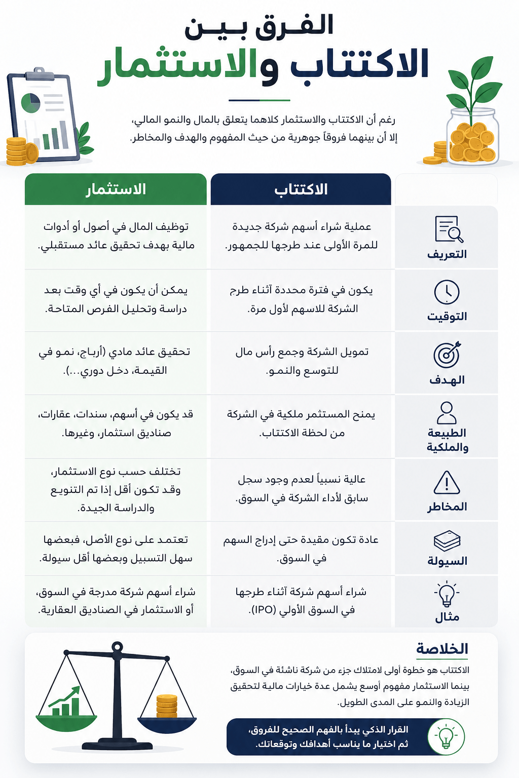 الفرق بين الاكتتاب والاستثمار